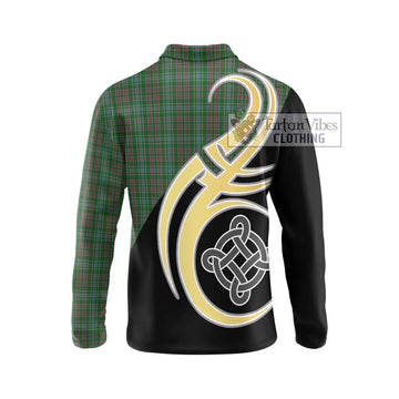 Ralston USA Tartan Long Sleeve Polo Shirt with Family Crest and Celtic Symbol Style