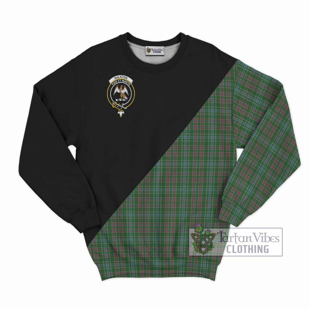 Ralston USA Tartan Sweatshirt with Family Crest and Military Logo Style - Tartanvibesclothing Shop