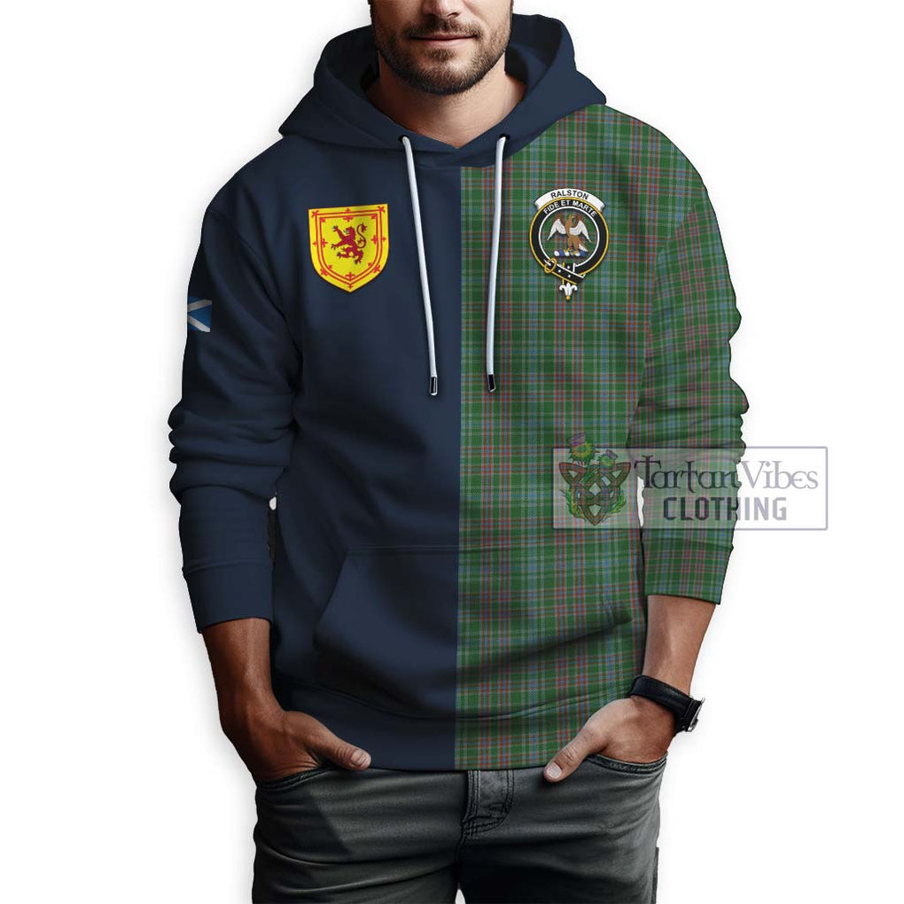 Tartan Vibes Clothing Ralston USA Tartan Hoodie with Scottish Lion Royal Arm Half Style