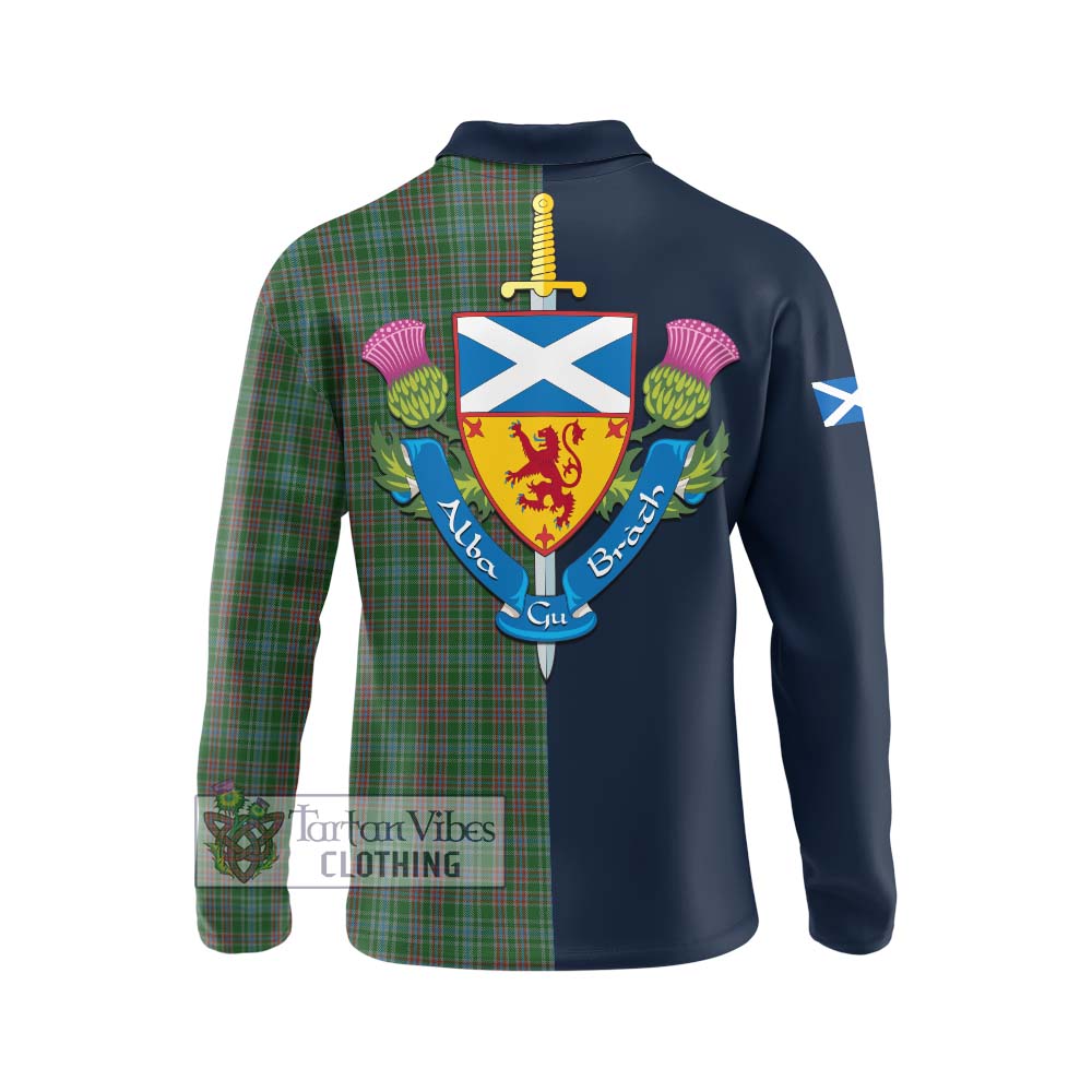 Tartan Vibes Clothing Ralston USA Tartan Long Sleeve Polo Shirt with Scottish Lion Royal Arm Half Style