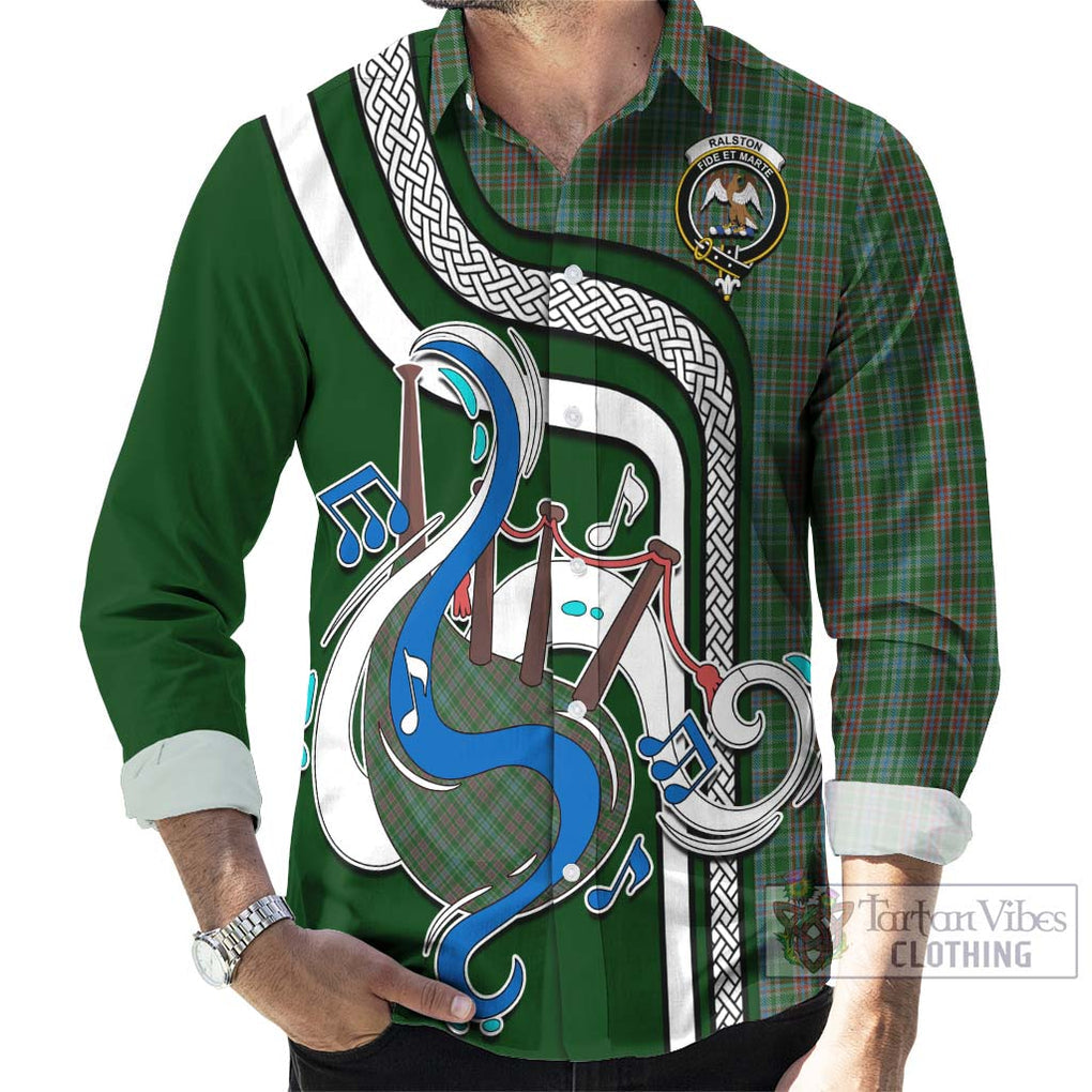 Ralston USA Tartan Long Sleeve Button Shirt with Epic Bagpipe Style - Tartanvibesclothing Shop