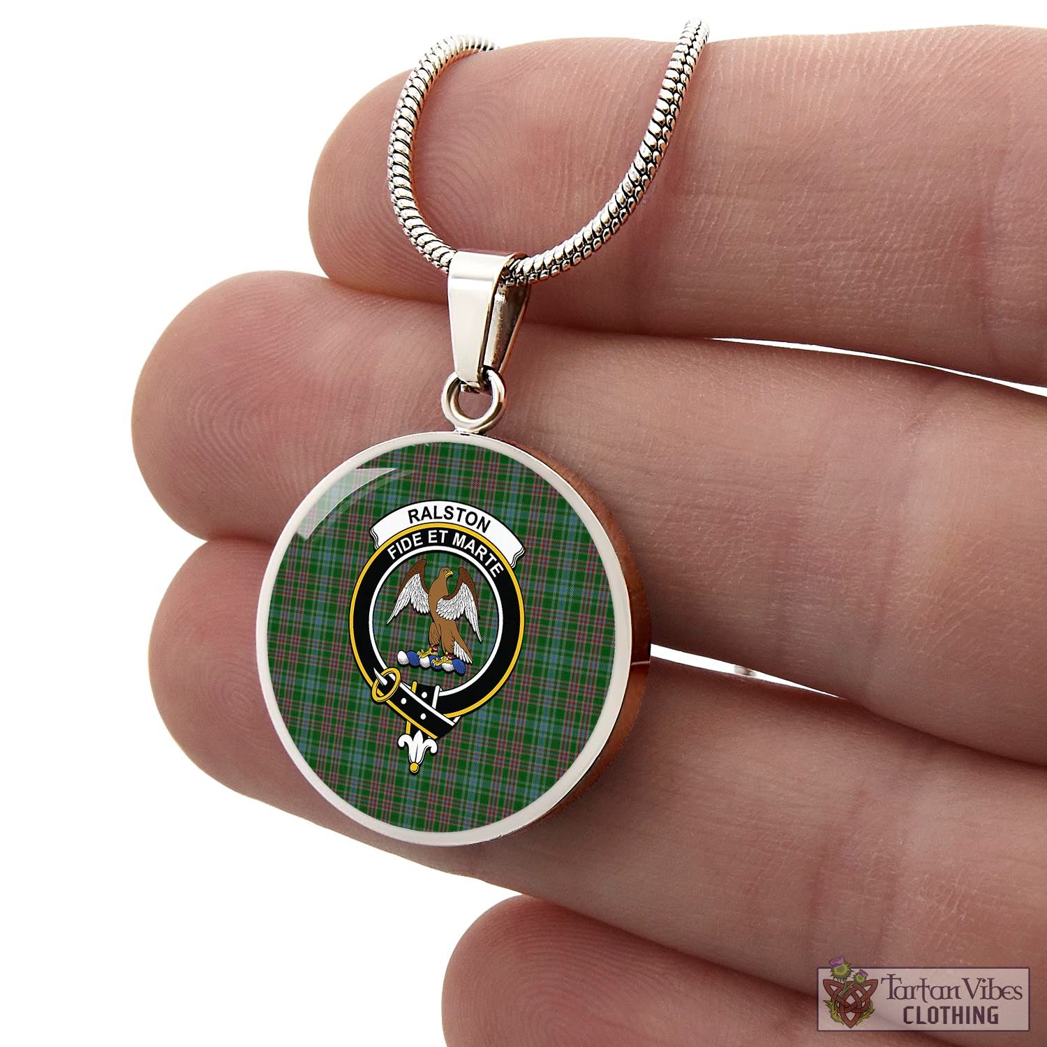 Tartan Vibes Clothing Ralston USA Tartan Circle Necklace with Family Crest