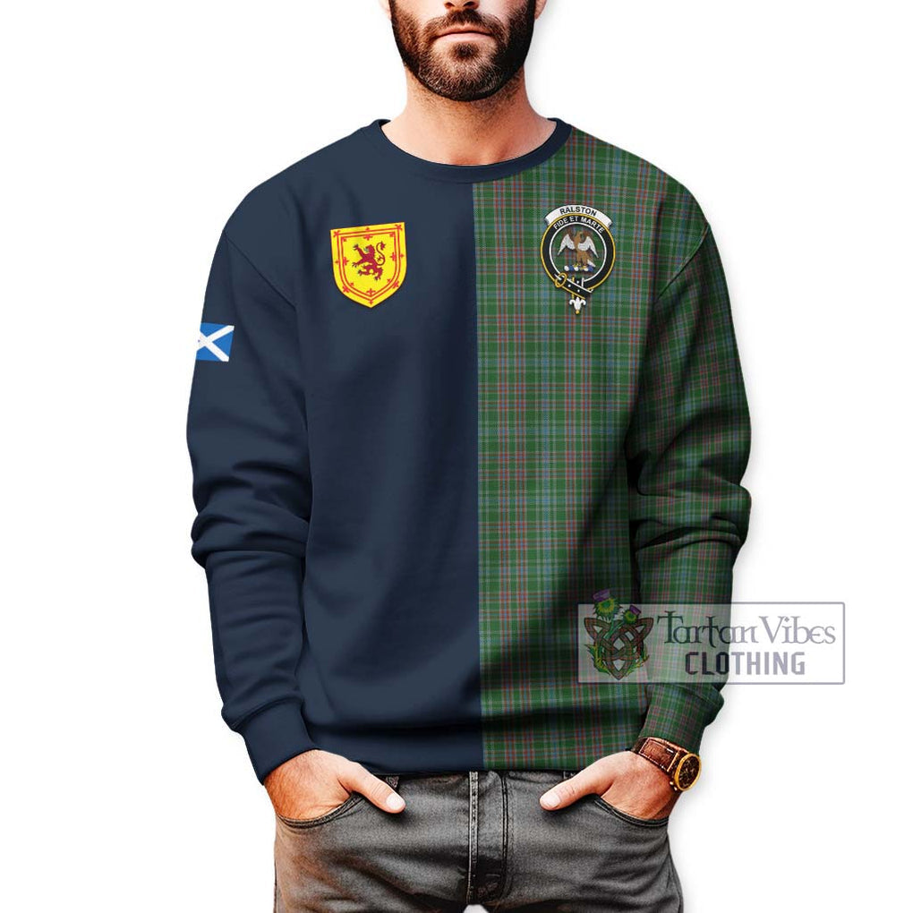 Tartan Vibes Clothing Ralston USA Tartan Sweatshirt with Scottish Lion Royal Arm Half Style