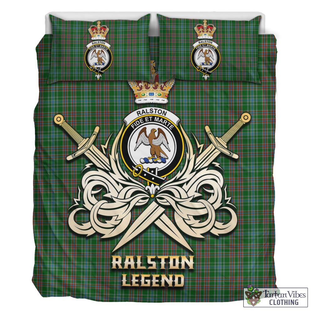 Tartan Vibes Clothing Ralston USA Tartan Bedding Set with Clan Crest and the Golden Sword of Courageous Legacy