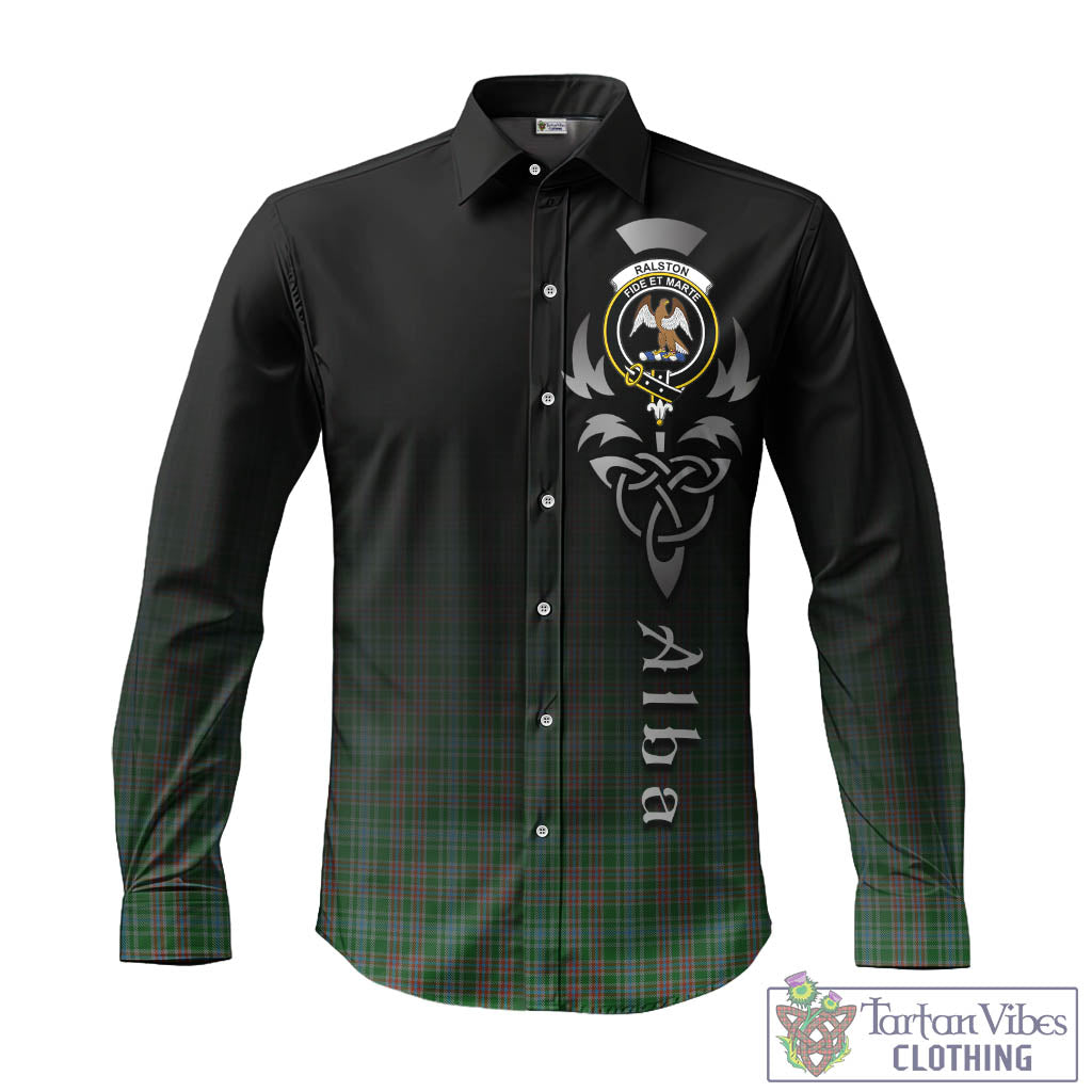 Tartan Vibes Clothing Ralston USA Tartan Long Sleeve Button Up Featuring Alba Gu Brath Family Crest Celtic Inspired