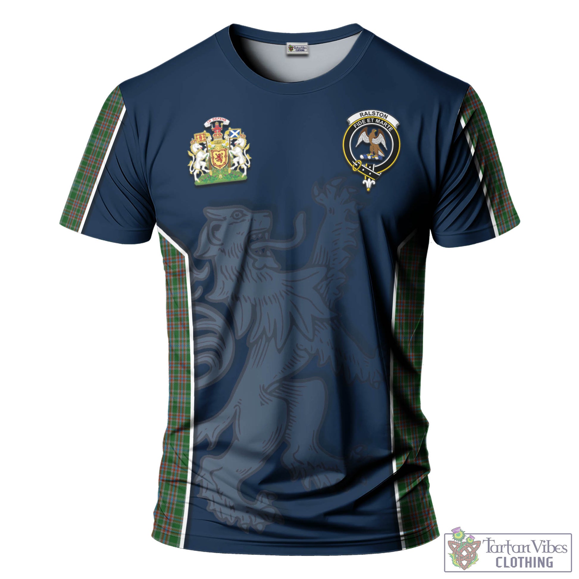 Tartan Vibes Clothing Ralston USA Tartan T-Shirt with Family Crest and Lion Rampant Vibes Sport Style