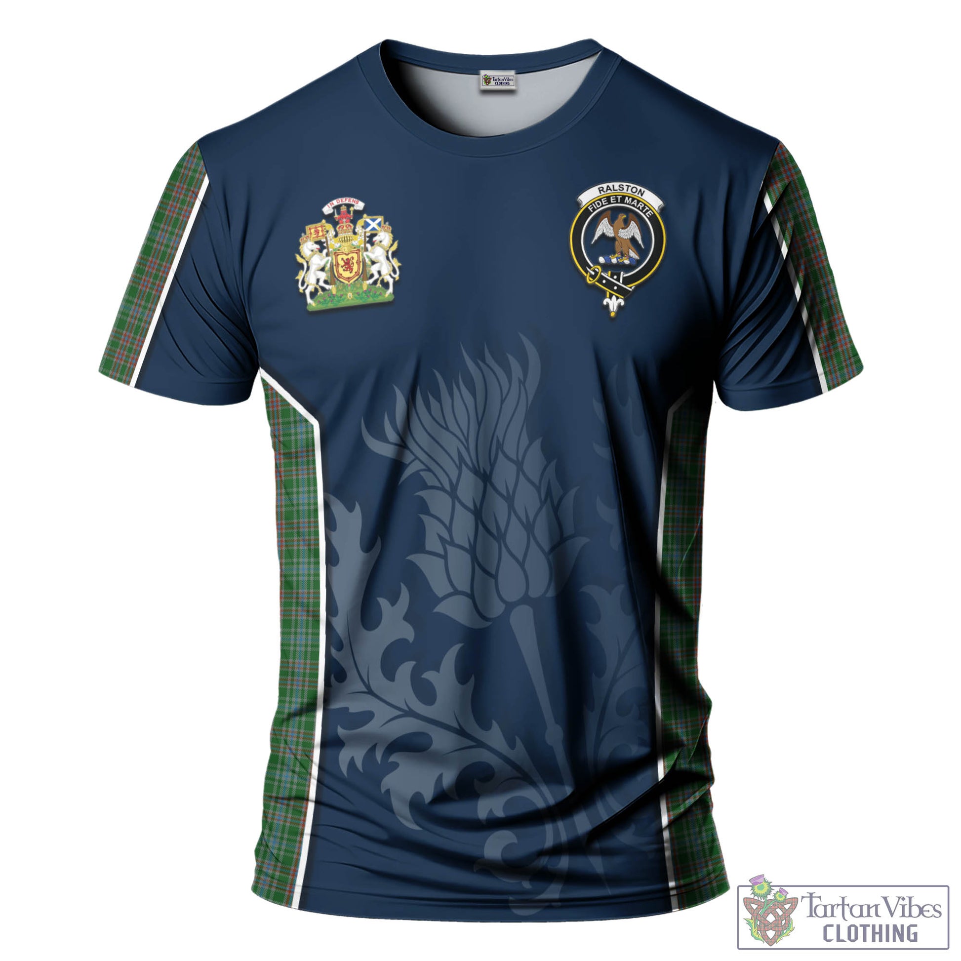 Tartan Vibes Clothing Ralston USA Tartan T-Shirt with Family Crest and Scottish Thistle Vibes Sport Style