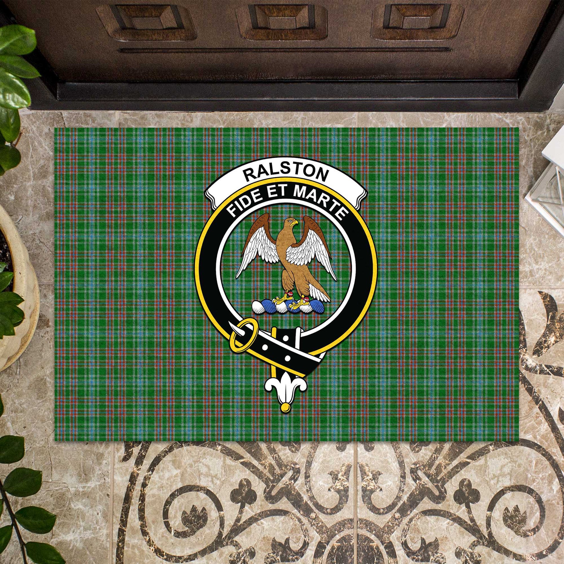 Ralston USA Tartan Door Mat with Family Crest - Tartanvibesclothing