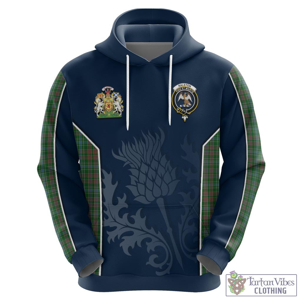 Tartan Vibes Clothing Ralston USA Tartan Hoodie with Family Crest and Scottish Thistle Vibes Sport Style