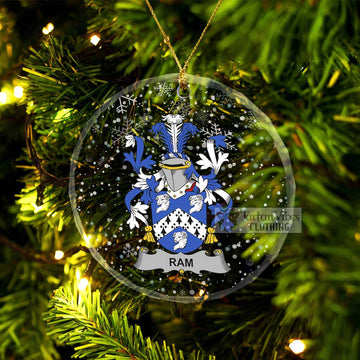 Ram Irish Clan Christmas Glass Ornament with Coat of Arms Transparent Glass Circle - 2D-tartanvibesclothing