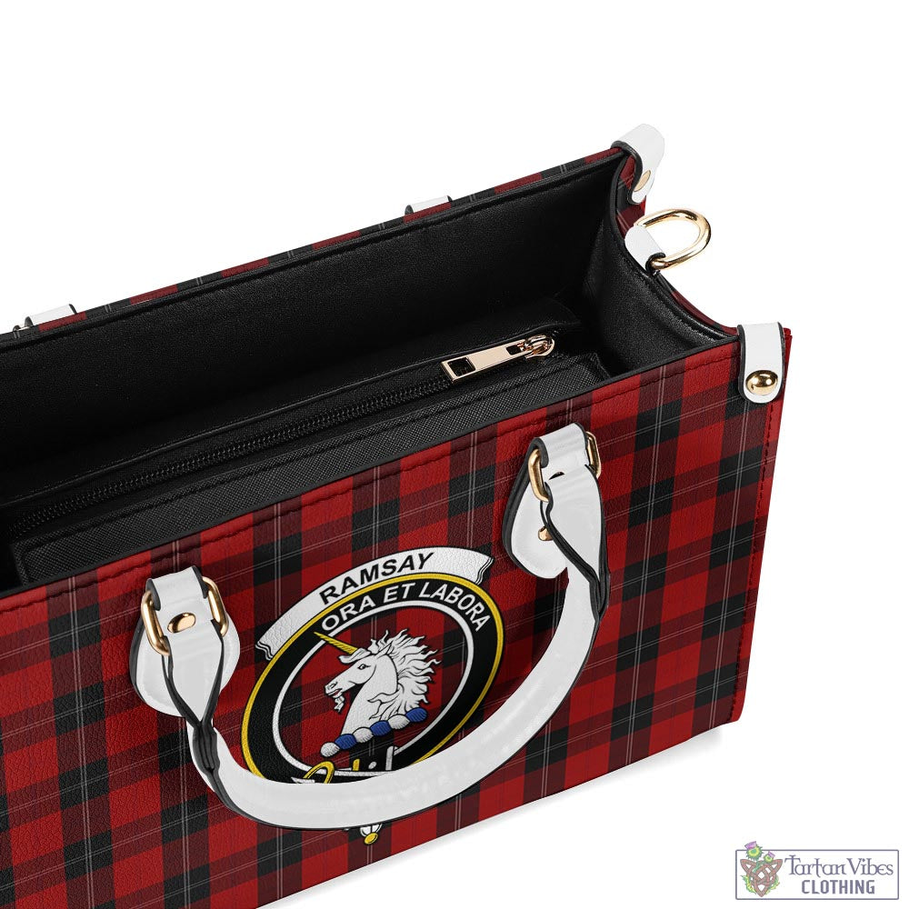 Tartan Vibes Clothing Ramsay Tartan Luxury Leather Handbags with Family Crest