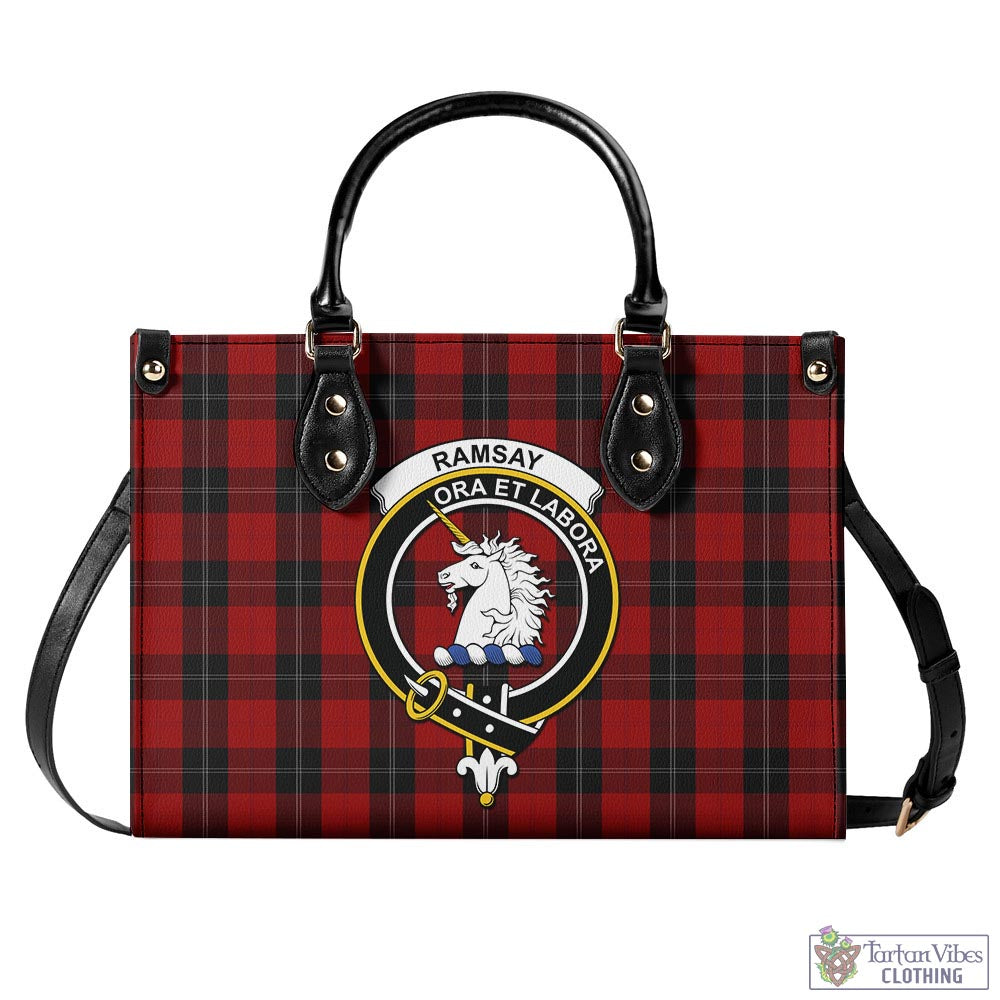 Tartan Vibes Clothing Ramsay Tartan Luxury Leather Handbags with Family Crest