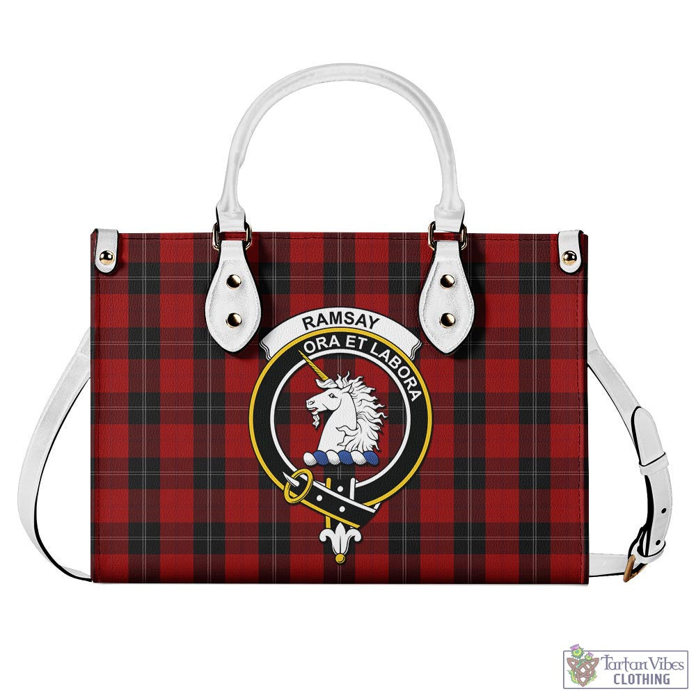 Tartan Vibes Clothing Ramsay Tartan Luxury Leather Handbags with Family Crest