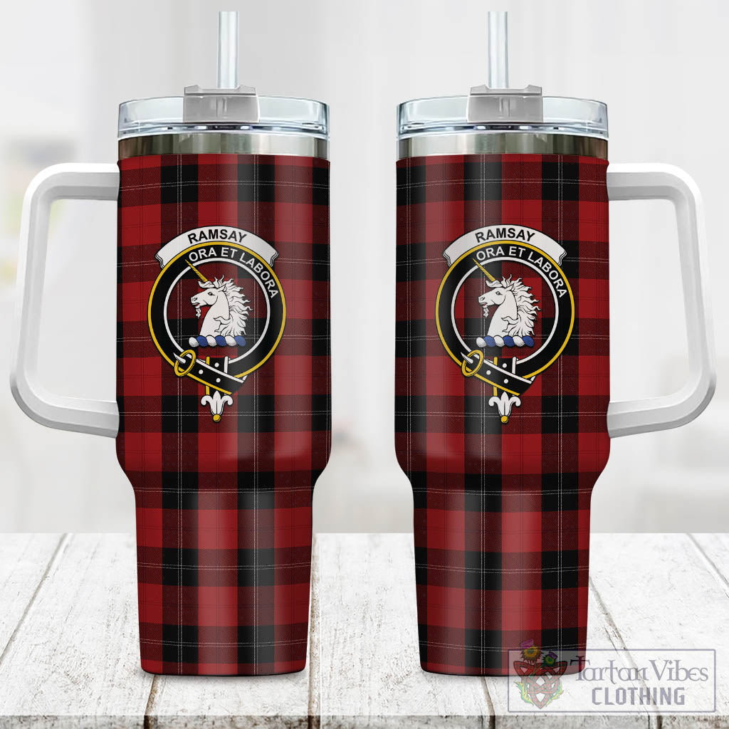 Tartan Vibes Clothing Ramsay Tartan and Family Crest Tumbler with Handle