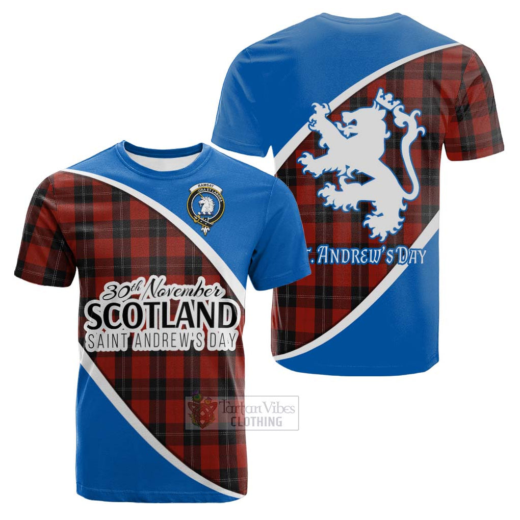 Tartan Vibes Clothing Ramsay Family Crest Tartan Cotton T-shirt Celebrate Saint Andrew's Day in Style