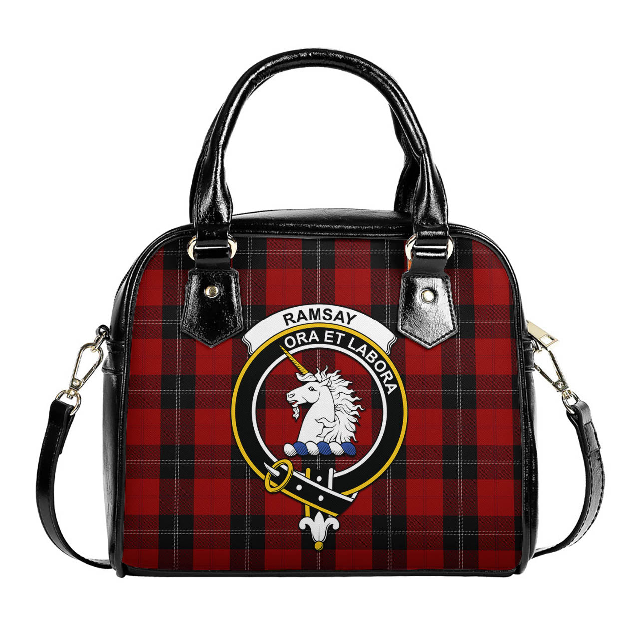 Ramsay Tartan Shoulder Handbags with Family Crest One Size 6*25*22 cm - Tartanvibesclothing