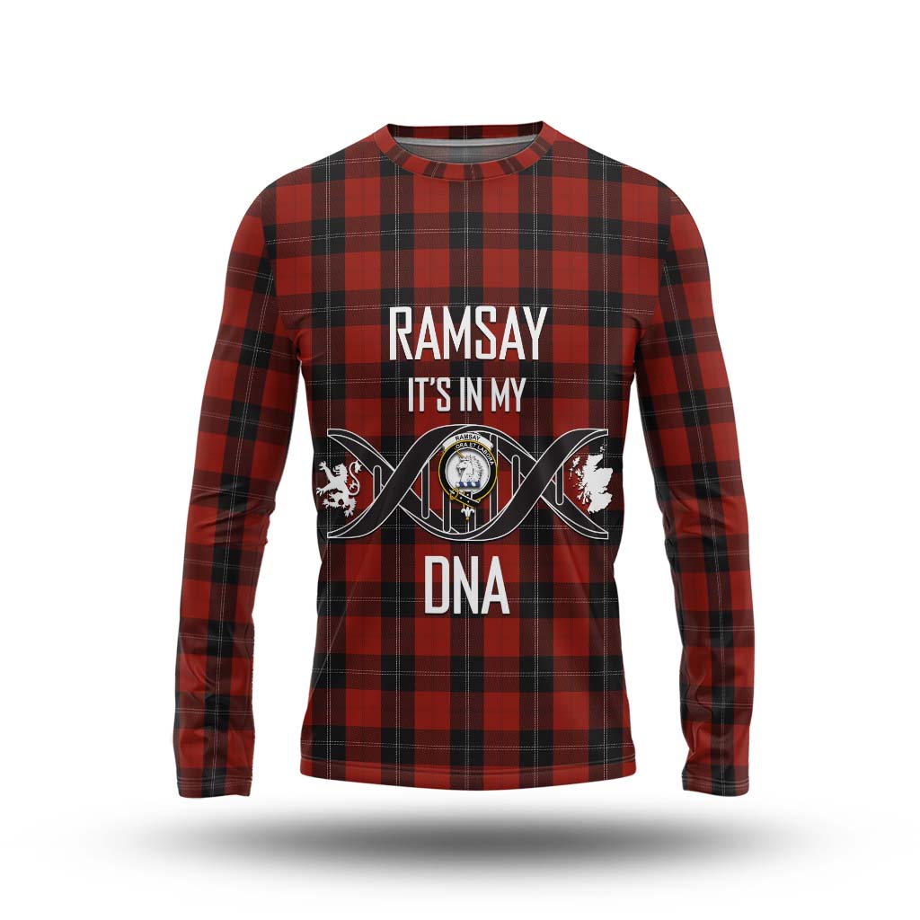 Tartan Vibes Clothing Ramsay Tartan Long Sleeve T-Shirt with Family Crest DNA In Me Style