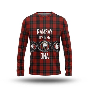 Ramsay Tartan Long Sleeve T-Shirt with Family Crest DNA In Me Style