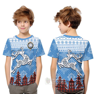 Ramsay Clan Christmas Kid T-Shirt Celtic Reindeer Style