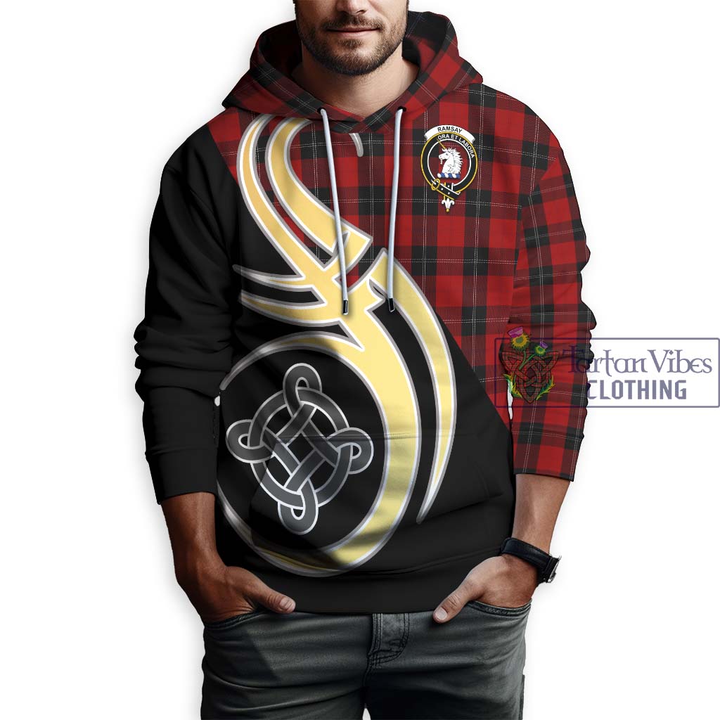 Ramsay Tartan Hoodie with Family Crest and Celtic Symbol Style Zip Hoodie - Tartan Vibes Clothing