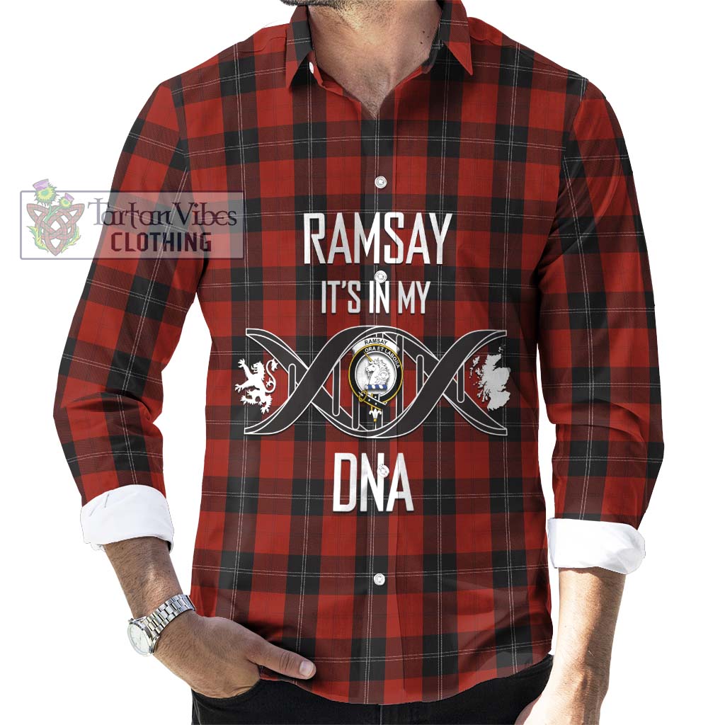 Tartan Vibes Clothing Ramsay Tartan Long Sleeve Button Shirt with Family Crest DNA In Me Style