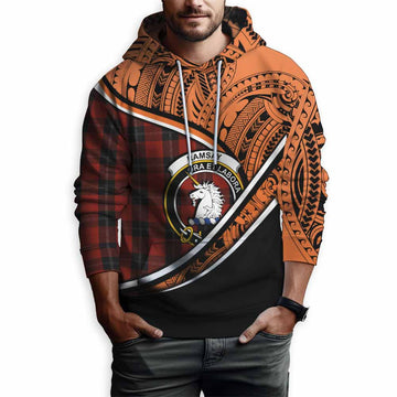 Ramsay Crest Tartan Hoodie with Polynesian Vibes Style - Orange Version