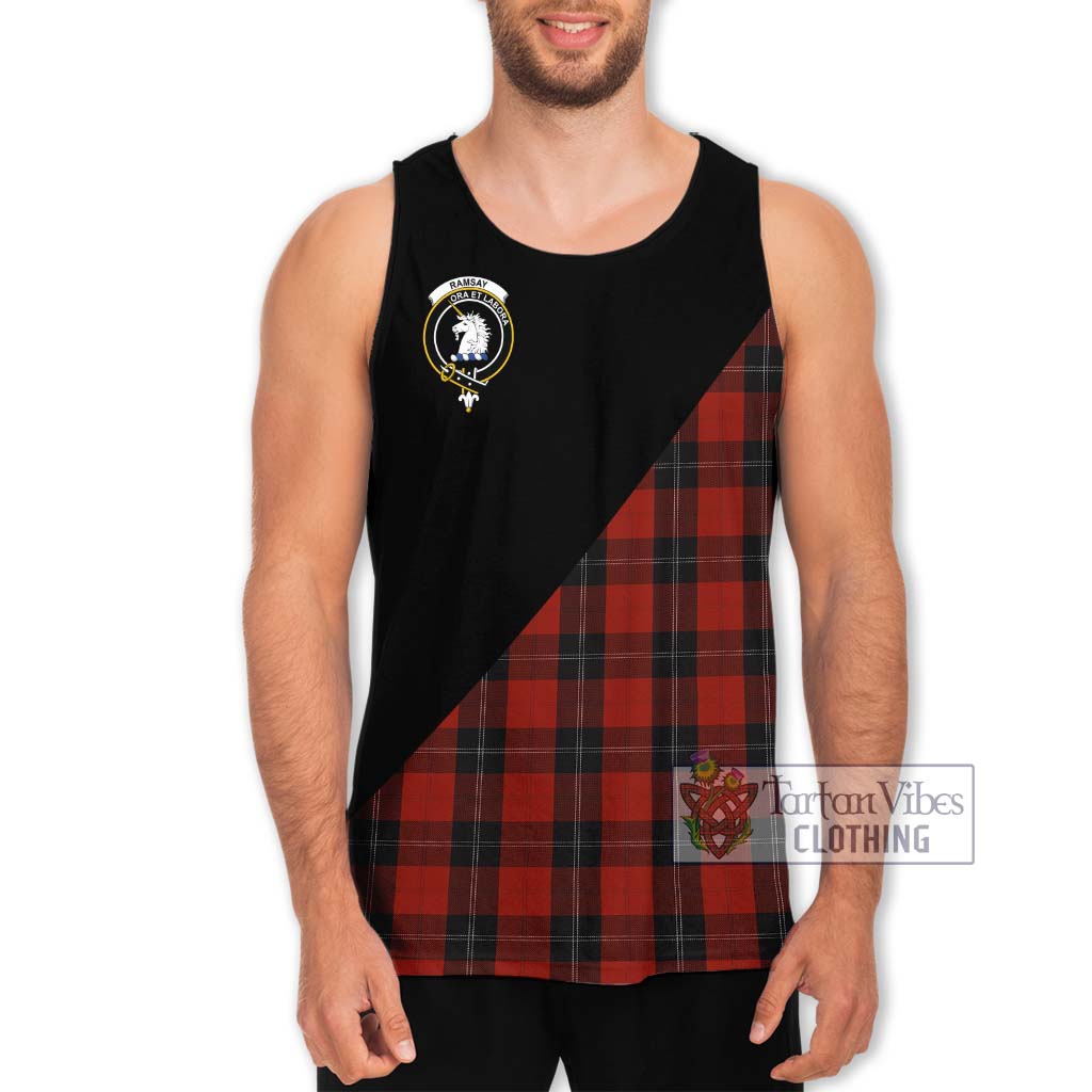 Tartan Vibes Clothing Ramsay Tartan Men's Tank Top with Family Crest and Military Logo Style