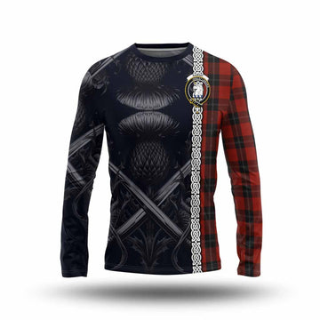 Ramsay Tartan Long Sleeve T-Shirt with Family Crest Cross Sword Thistle Celtic Vibes