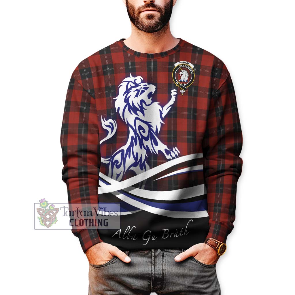 Tartan Vibes Clothing Ramsay Tartan Sweatshirt with Alba Gu Brath Regal Lion Emblem