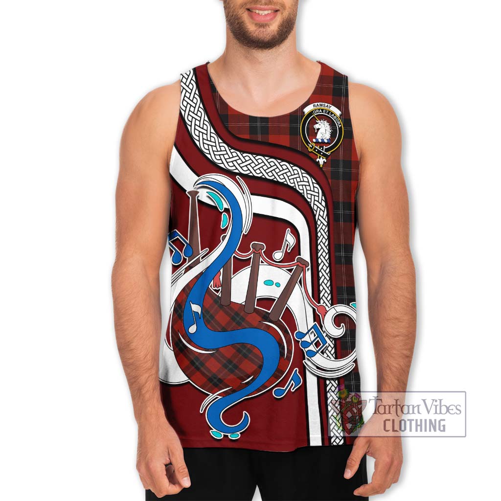 Tartan Vibes Clothing Ramsay Tartan Men's Tank Top with Epic Bagpipe Style