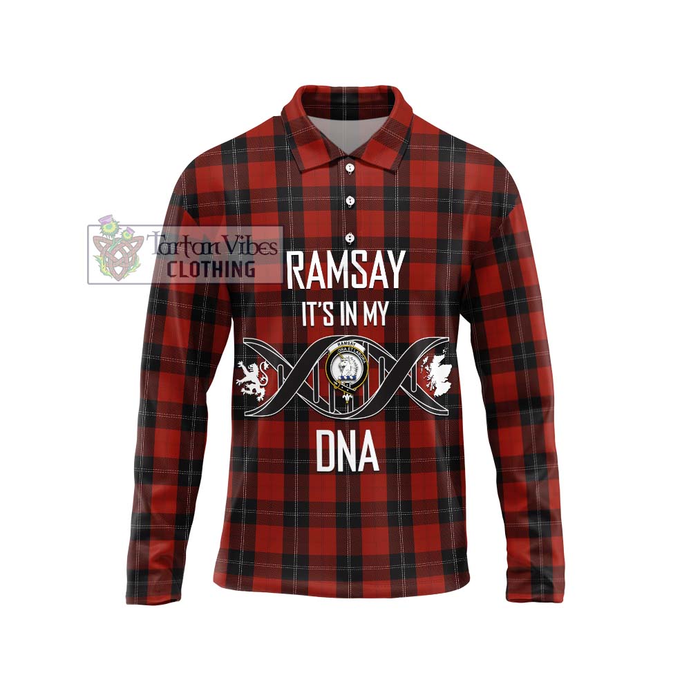 Tartan Vibes Clothing Ramsay Tartan Long Sleeve Polo Shirt with Family Crest DNA In Me Style