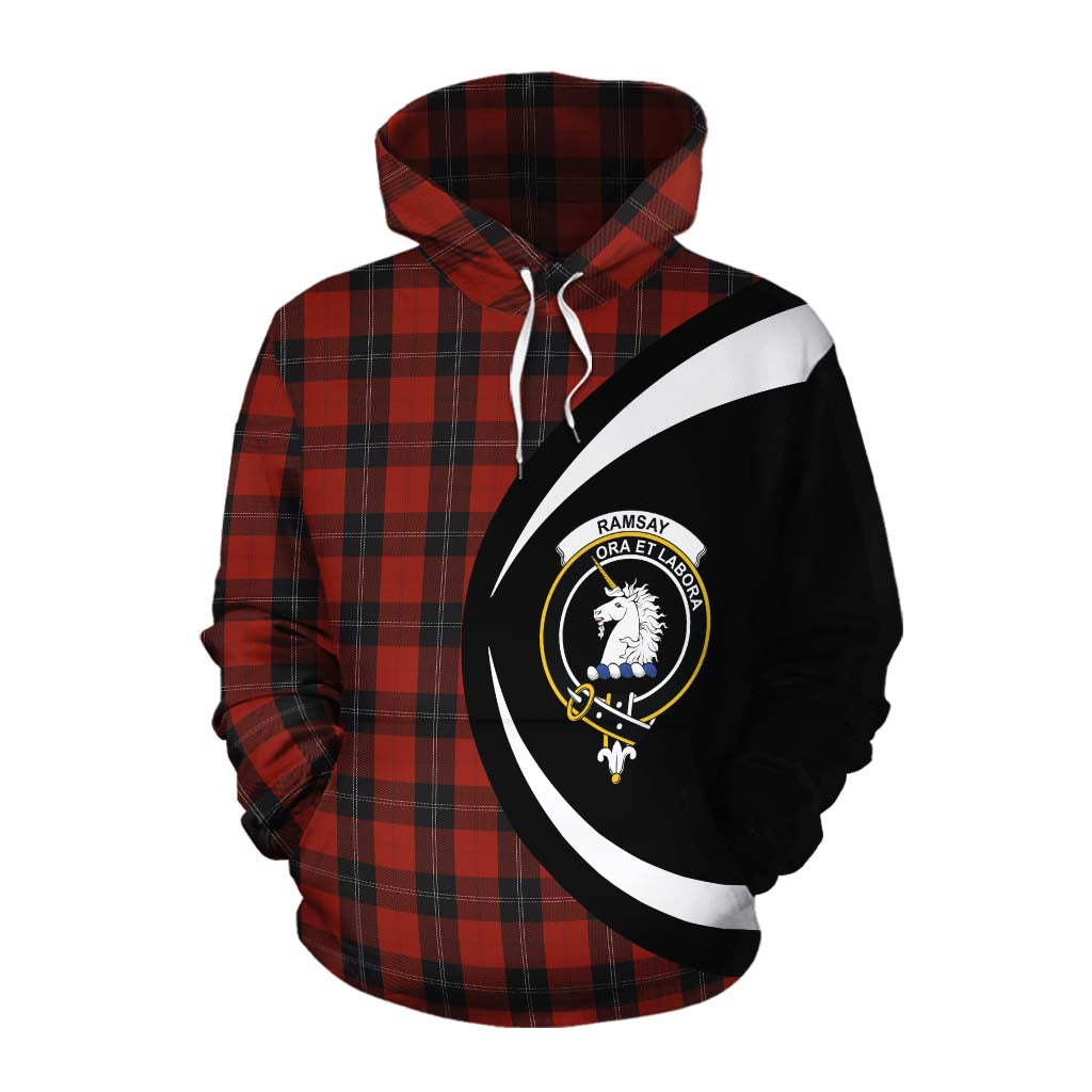 Tartan Vibes Clothing Ramsay Tartan Cotton Hoodie with Family Crest Circle Style