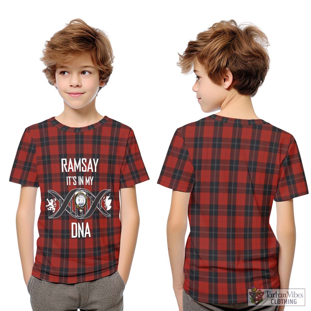 Tartan Vibes Clothing Ramsay Tartan Kid T-Shirt with Family Crest DNA In Me Style