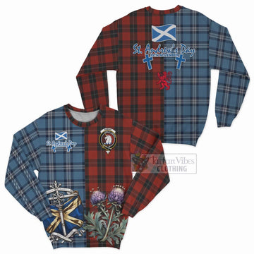 Ramsay Tartan Sweatshirt Happy St. Andrew's Day Half Tartan Style