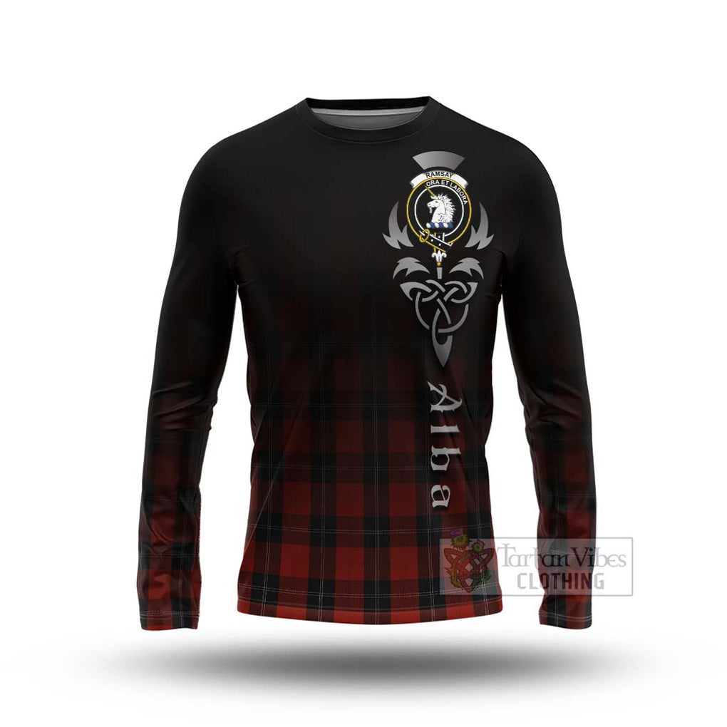 Tartan Vibes Clothing Ramsay Tartan Long Sleeve T-Shirt Featuring Alba Gu Brath Family Crest Celtic Inspired