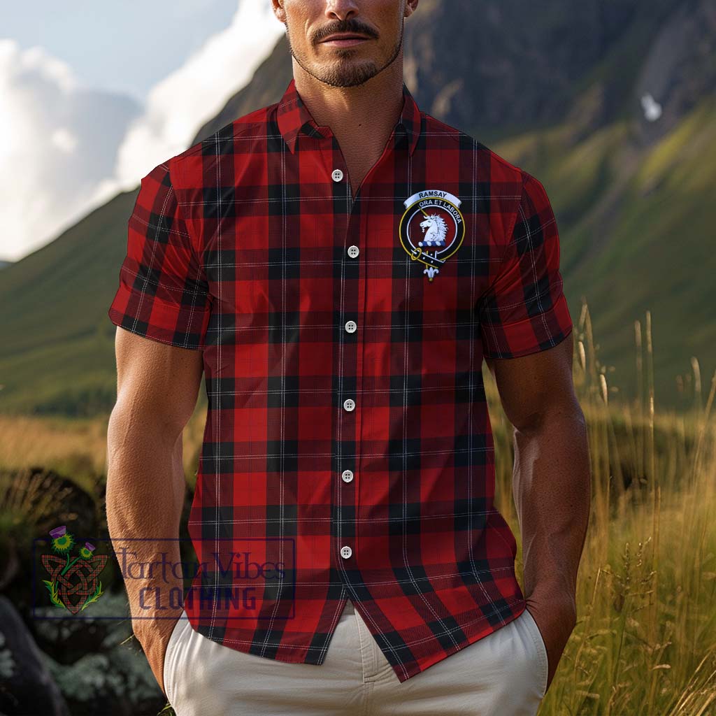 Tartan Vibes Clothing Ramsay Tartan Cotton Hawaiian Shirt with Family Crest