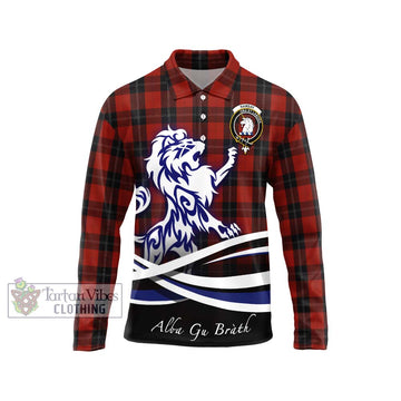 Ramsay Tartan Long Sleeve Polo Shirt with Alba Gu Brath Regal Lion Emblem