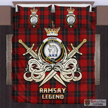 Ramsay Tartan Bedding Set with Clan Crest and the Golden Sword of Courageous Legacy