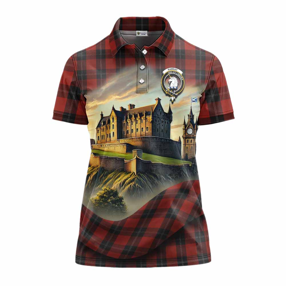Ramsay Tartan Family Crest Women's Polo Shirt with Scottish Ancient Castle Style Women - Tartan Vibes Clothing