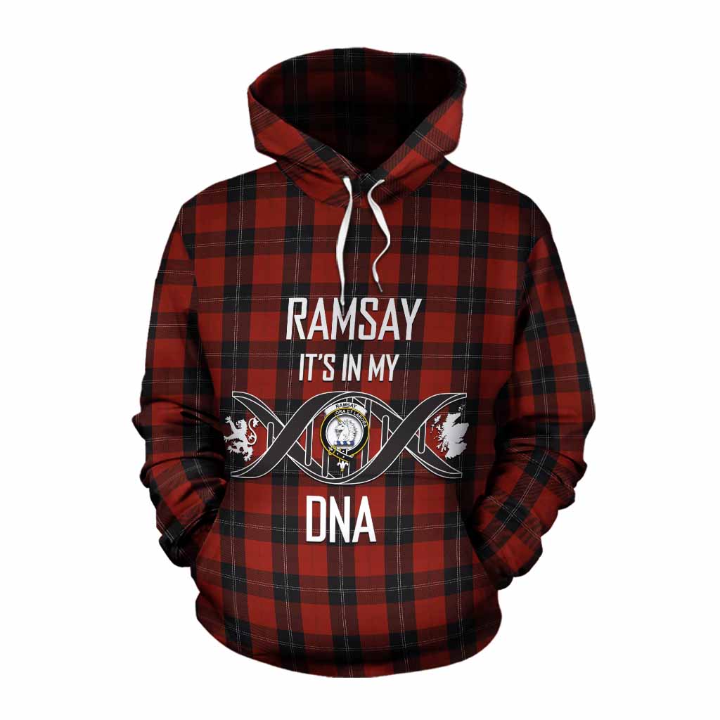 Tartan Vibes Clothing Ramsay Tartan Cotton Hoodie with Family Crest DNA In Me Style