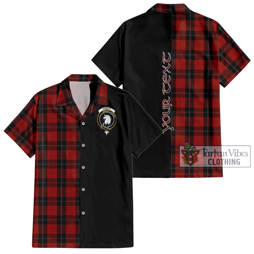 Tartan Vibes Clothing Ramsay Tartan Short Sleeve Button Shirt with Family Crest and Half Of Me Style