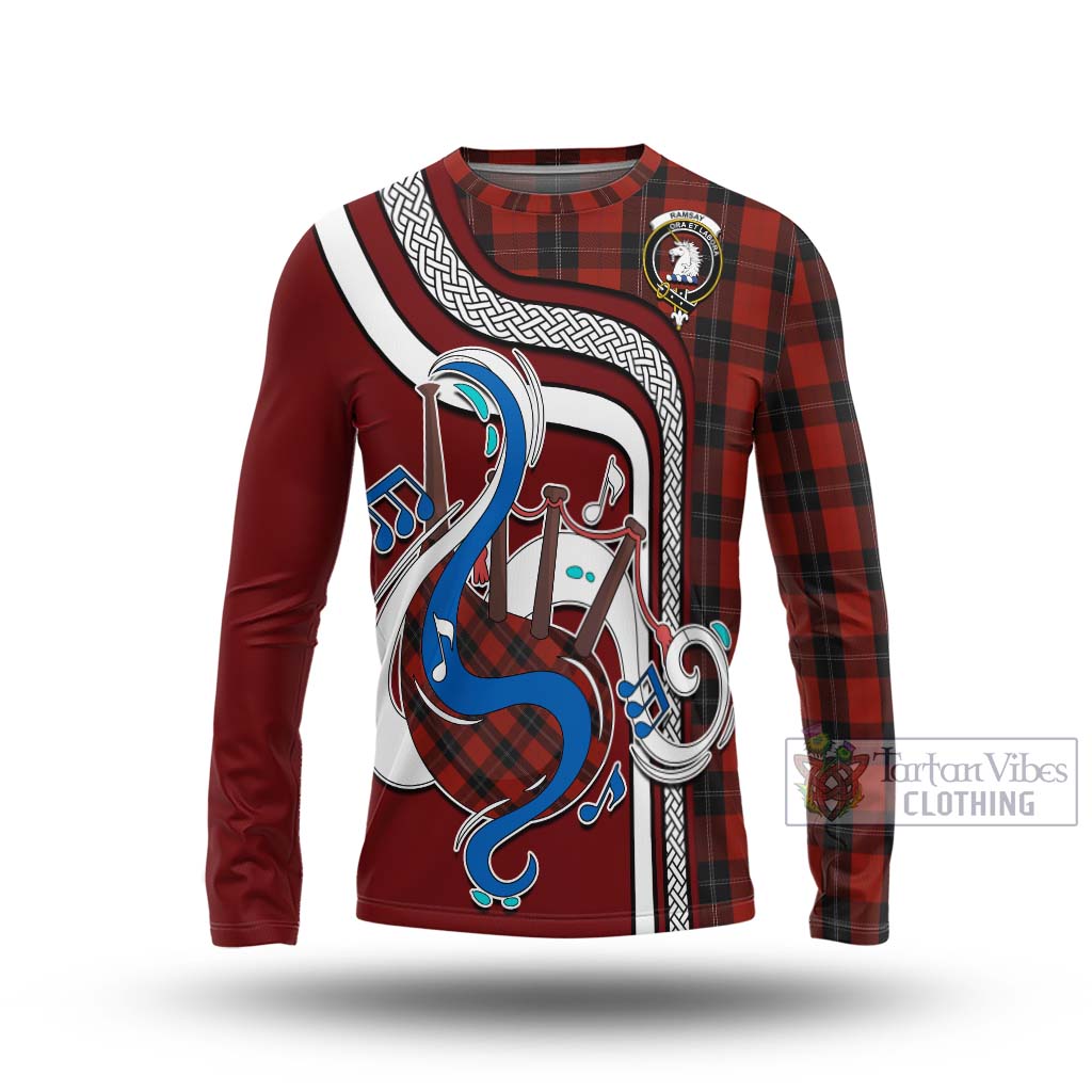 Tartan Vibes Clothing Ramsay Tartan Long Sleeve T-Shirt with Epic Bagpipe Style