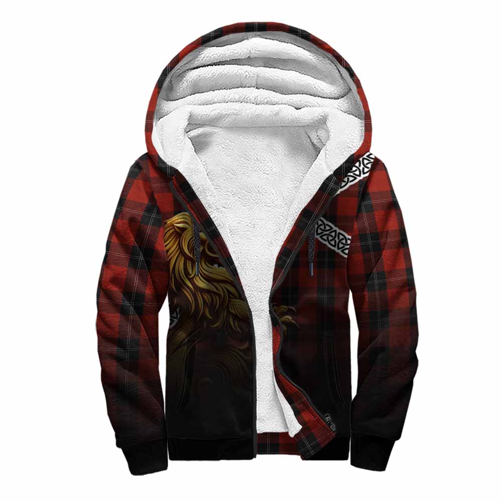 Ramsay Crest Tartan Sherpa Hoodie with Golden Lion Emblem Celtic Style Unisex S - Tartan Vibes Clothing