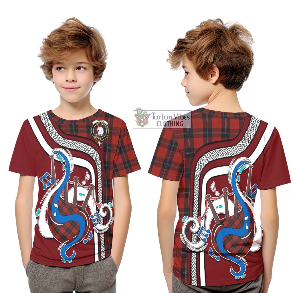 Tartan Vibes Clothing Ramsay Tartan Kid T-Shirt with Epic Bagpipe Style