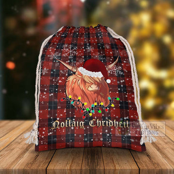 Ramsay Tartan Christmas Santa's Bag with Twinkle Highland Cattle