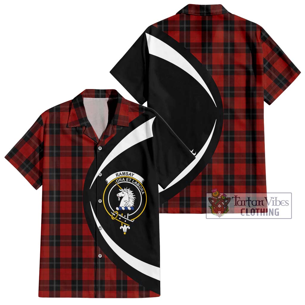 Ramsay Tartan Short Sleeve Button Up with Family Crest Circle Style Kid - Tartan Vibes Clothing