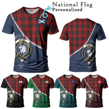 Ramsay Tartan T-Shirt with Personalised National Flag and Family Crest Half Style