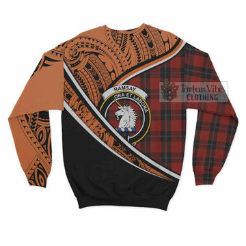 Ramsay Crest Tartan Sweatshirt with Polynesian Vibes Style - Orange Version