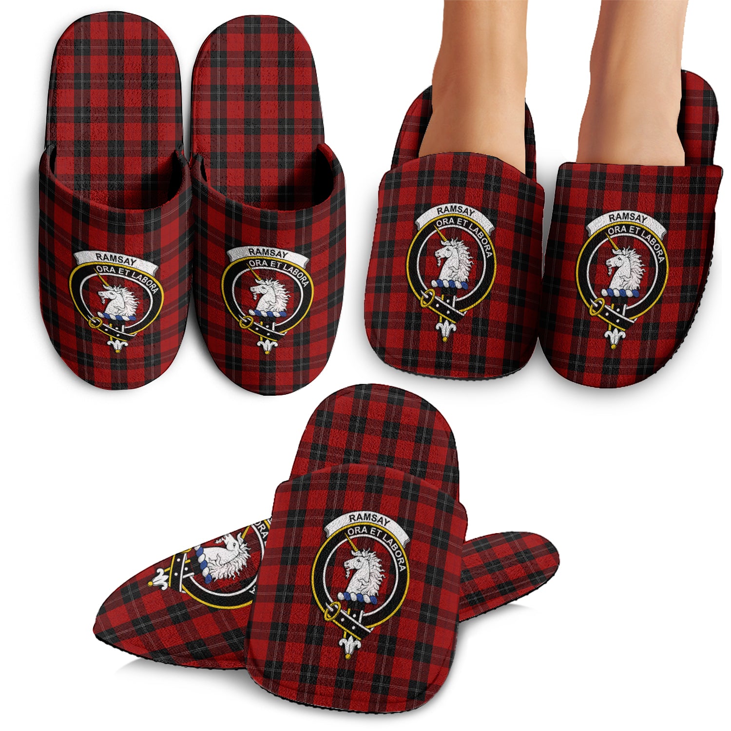 Ramsay Tartan Home Slippers with Family Crest - Tartan Vibes Clothing