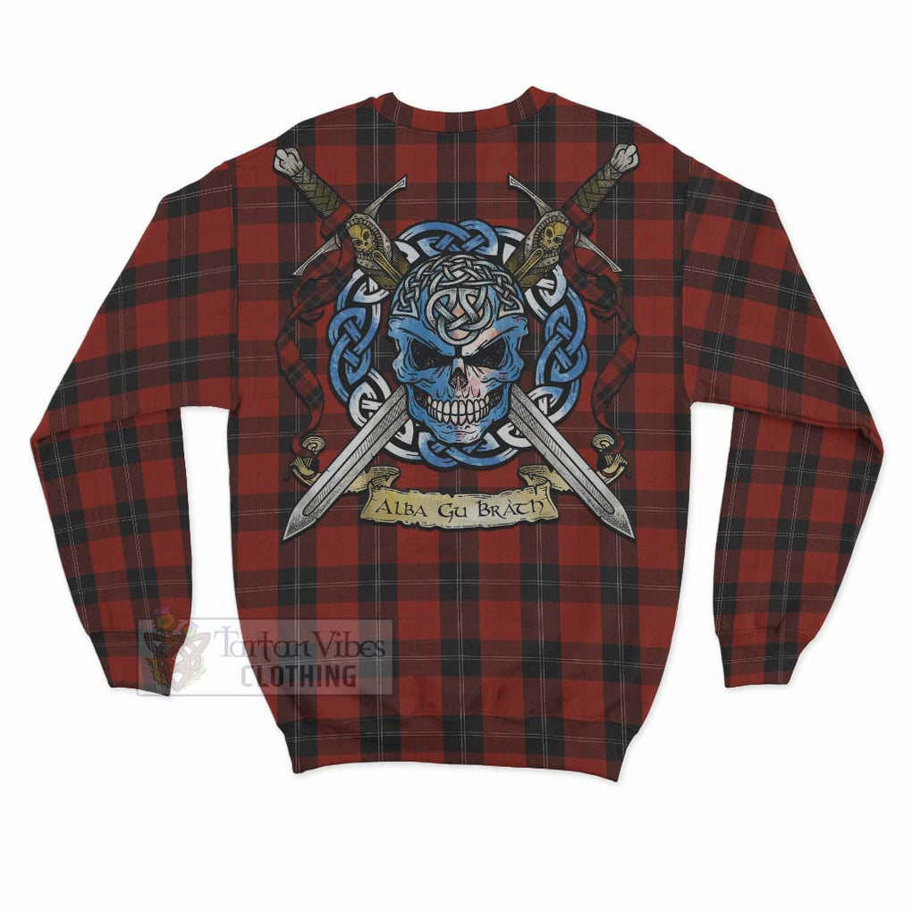 Tartan Vibes Clothing Ramsay Tartan Sweatshirt with Family Crest Celtic Skull Style